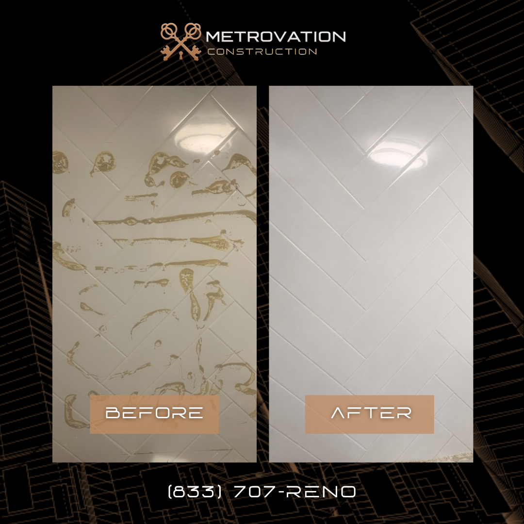 Before and after tile refresh project by Metrovation in the GTA